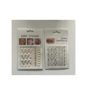 2 Kartela Birden Face Gems Yapışkanlı Yüz Taşı Seti Kalp ve Damla
