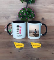 Halaya Hediye Kupa Bardak Siyah Fotoğraflı Anneler Günü Doğum Günü Hediyesi