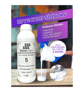 Yüksek Kalite 1. Sınıf RTV 2 Kalıp Silikonu 1 KG YARI ŞEFFAF 5 SHORE