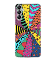 PrintiFy Samsung Galaxy M34 ile Uyumlu 1mm Slim Fit Retro Colors 4 Baskılı Şeffaf  Kılıf
