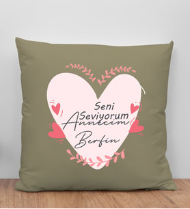 BK Gift Kişiye Özel İsimli Anneler Günü Tasarımlı Haki Kırlent Yastık, Anneye Hediye, Ev Dekorasyonu, Anneler Günü Hediyesi-10