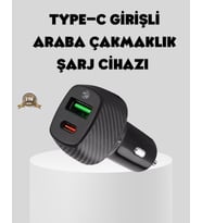 Araç Tipi Hızlı Şarj Adaptörü Type-C PD USB Çift Port Kompakt