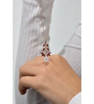 Papatya Silver 925 Ayar Gümüş Rose Kaplama Kırmızı Taşlı Sarmaşık Sedef Manolya Çiçeği Kolye