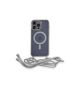 Apple İphone 13 Pro Max Kılıf Divo Lazer Askılı Magsafe Kapak - Gümüş