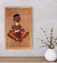 BK Home African Woman Dekoratif Retro Ahşap Tablo-4