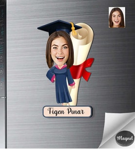Kişiye Özel Mezuniyet Kadın Ahşap Magnet -1