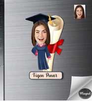Kişiye Özel Mezuniyet Kadın Ahşap Magnet -1