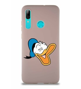 Huawei P Smart 2019 Soft Premier Kapak Donald Duck-E Tasarımlı Silikon Kılıf - Pudra (Şeffaf)