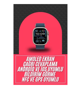 Mey İthalat® 49mm Akıllı Saat Amoled Ekranlı Kadın Erkek Kol Saati Plastik Kordon