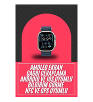 Mey İthalat® 49mm Akıllı Saat Amoled Ekranlı Kadın Erkek Kol Saati Plastik Kordon