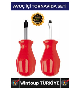 #Tornavida Profesyonel Ergonomik Pratik Mini Dar Alan Tamir 2'li Avuç Içi Düz Yıldız Tornavida Seti
