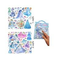 Sticker Kabartmalı Çantalı iki Sayfalı Sticker Seti (HQK016) - 21x17 cm- Mavi Kız Giydirme