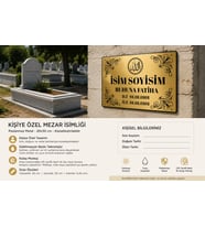 Kişiye Özel Metal Mezar İsimliği 20x30 cm – Paslanmaz Metal Levha –Baskılı Mezarlık Levhası
