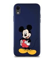 Apple iPhone XR Soft Premier Kapak Mickey Mouse-E Tasarımlı Silikon Kılıf - Lacivert (Şeffaf)