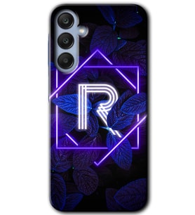 Galaxy A25 Kılıf HD Desen Baskılı Kılıf - Dark Neon Yaprak R Harfi