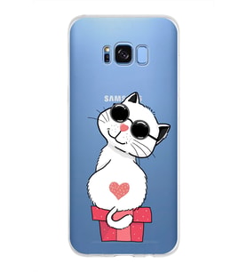 Samsung Galaxy S8 Plus Kapak Cool Cat Tasarımlı Şeffaf Silikon Kılıf