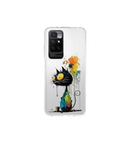 Redmi 10 ile Uyumlu Splash Kedi Tasarımlı Şeffaf Silikon Kılıf