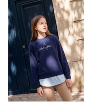 LCW Kids Lacivert Bisiklet Yaka Baskılı Kız Çocuk Sweatshirt