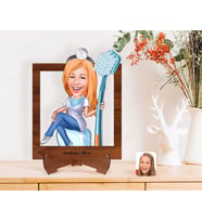 BK Gift Kişiye Özel Kadın Diş Hekimi Karikatürlü Ahşap Standlı 3D Biblo-2 (Beyaz)