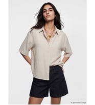 LCW Vision Bej Oversize Armürlü Kadın Gömlek