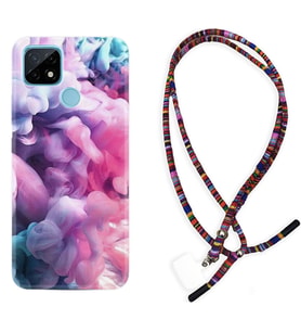 Realme C11 C21 C21Y C25Y C11 2021 Kılıf Boyun Asklı Rasta Silikon Pink Cloud 1305