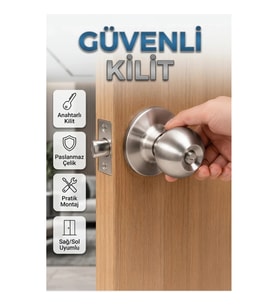 Mat Topuzlu Kapı Kilidi Çelik Gövde 3 Anahtarlı Güvenlik Kilidi