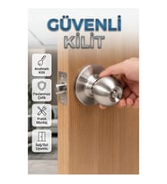 Mat Topuzlu Kapı Kilidi Çelik Gövde 3 Anahtarlı Güvenlik Kilidi