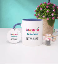 Laboratuvar Teknikeri Kupa Bardak Lacivert ve Anahtarlık