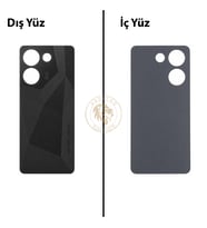 Tecno Camon 20 Pro Siyah Arka Kapak Arka Cam Batarya Kapağı Lazer Kesim Kapak Pil Kapağı Back Cover
