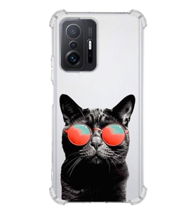PrintiFy Xiaomi Mi 11T Pro Uyumlu Kedi 3 Baskılı Şeffaf Köşe Korumalı Antişok Kılıf