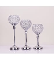 Ultra Lüks Kristal Taşlı Ayaklı Gold Şamdan 3'lü Set
