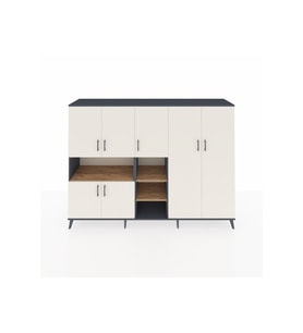 Hyperion Dolap 13 Raflı 7 Kapaklı 220x44x163 Antrasit-Aytaşı/Çam