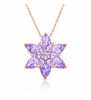 Gümüş Rose Lila Lotus Çiçeği Kolye