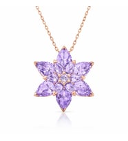 Gümüş Rose Lila Lotus Çiçeği Kolye
