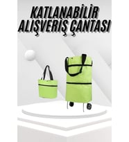 Katlanabilir Tekerlekli Market Çarşı Arabası Market Alışveriş Çantası