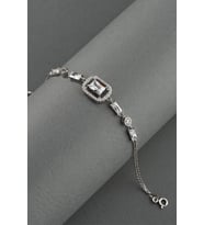 Gümüş Pazarım Baget Taşlı Emerald Kesim Gümüş Bileklik