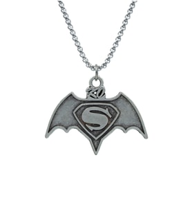 Batman Süperman Örme Zincir Kolye - Gümüş Kaplama - Erkek Kadın Kolye - No:1374