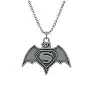Batman Süperman Örme Zincir Kolye - Gümüş Kaplama - Erkek Kadın Kolye - No:1374
