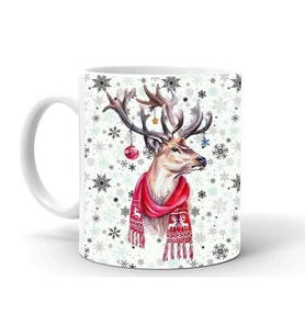Yılbaşı Noel Temalı Baskılı Seramik Beyaz Kupa 80