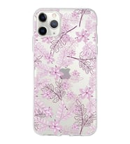 Apple iPhone 11 Pro Uyumlu Kapak Floral Pudra Tasarımlı Şeffaf Silikon Kılıf