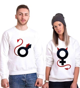 Tshirthane Devil Man Women Sevgili Kombinleri Sweatshirt Kombini (Tek Ürün Fiyatıdır.)