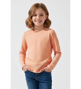 Breeze Kız Çocuk Uzun Kollu Tişört Basic 9-14 Yaş, Somon