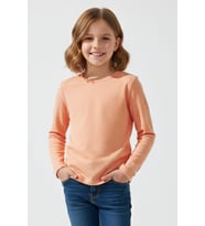 Breeze Kız Çocuk Uzun Kollu Tişört Basic 9-14 Yaş, Somon