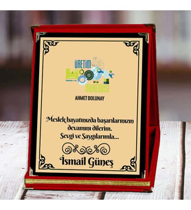 Üretim Mühendisi Baskılı Plaket (1. Tasarım)  Kişiye Özel (Kırmızı)