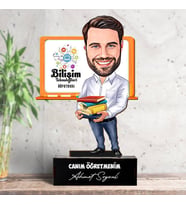Erkek Bilişim Teknolojileri Öğretmenlerine Hediye Karikatürlü Biblo
