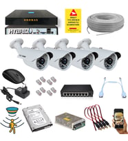 4 Kameralı Set - 5 Mp 1940P Sensör 6 Megapiksel Sony Lens Metal Kasa Ip Güvenlik Kamerası Seti 748ip-4