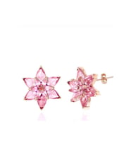 Gümüş Rose Pembe Lotus Çiçeği Çivili Kadın Küpe CSR2184791
