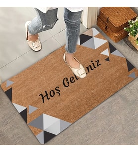 Valerine Life Siyah Gri Geometrik Üçgen Hoş Geldiniz Kapı Önü Paspası 45x70cm