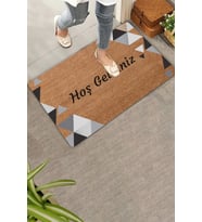 Valerine Life Siyah Gri Geometrik Üçgen Hoş Geldiniz Kapı Önü Paspası 45x70cm
