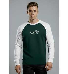 DeepSEA Erkek Yeşil Fitilli Şardonlu Sweatshirt - Pamuklu, Likralı, Rahat Kalıp Sweatshirt 2601510